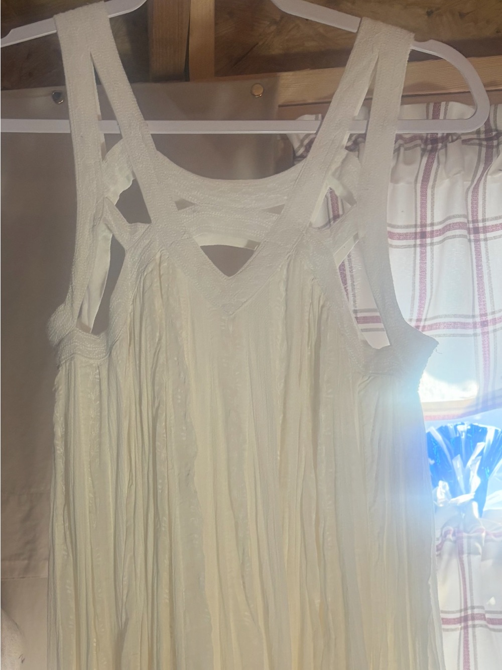 Free People One Women’s Cream Sleeveless Boho Dress